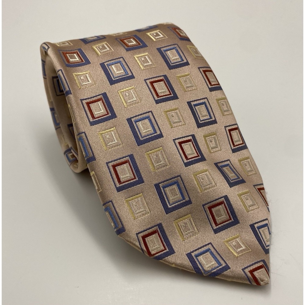 City Of London Men's 100% Silk Necktie Squares Multicolor